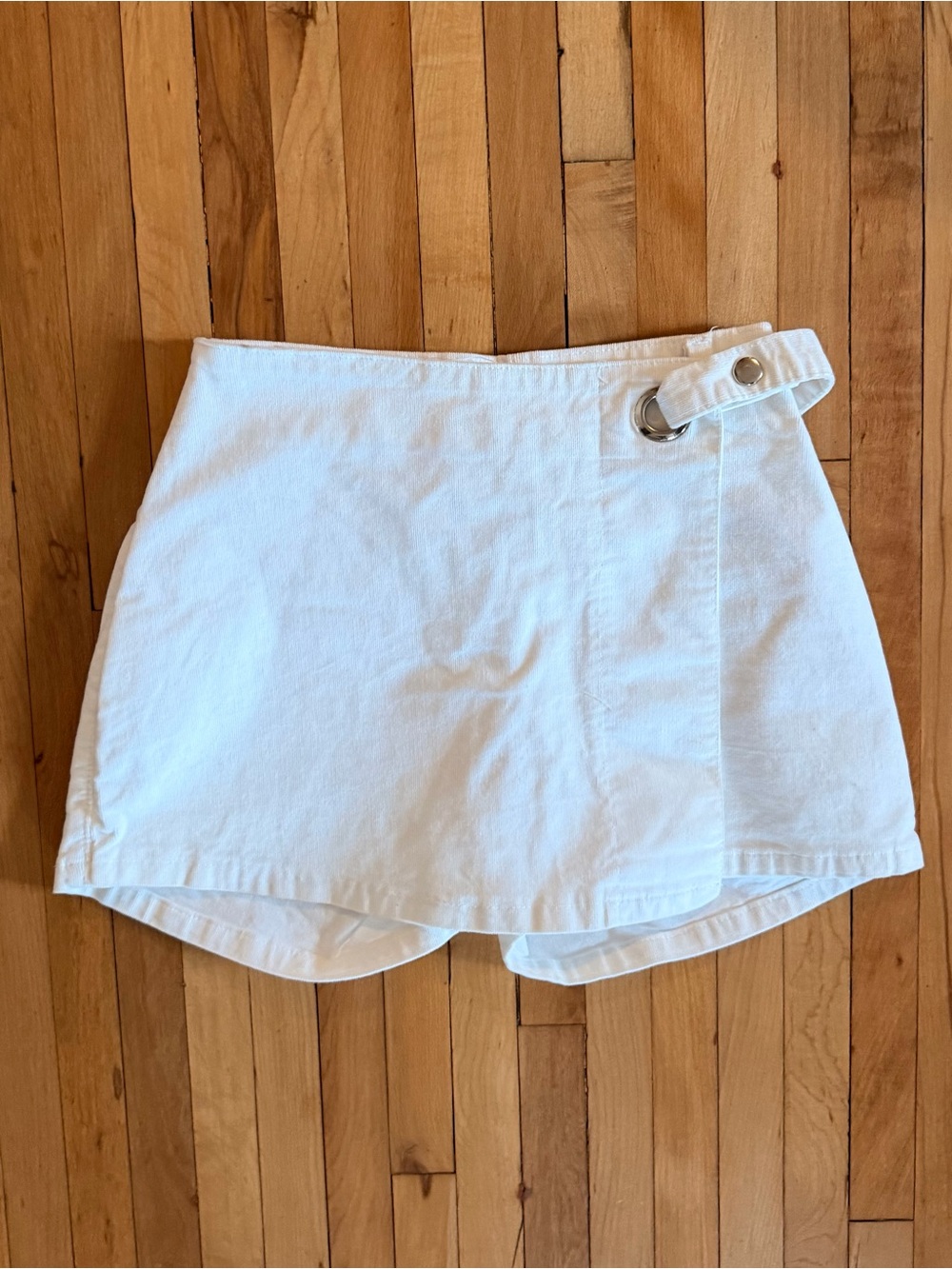 White Wrap Skort with D-Ring Detail